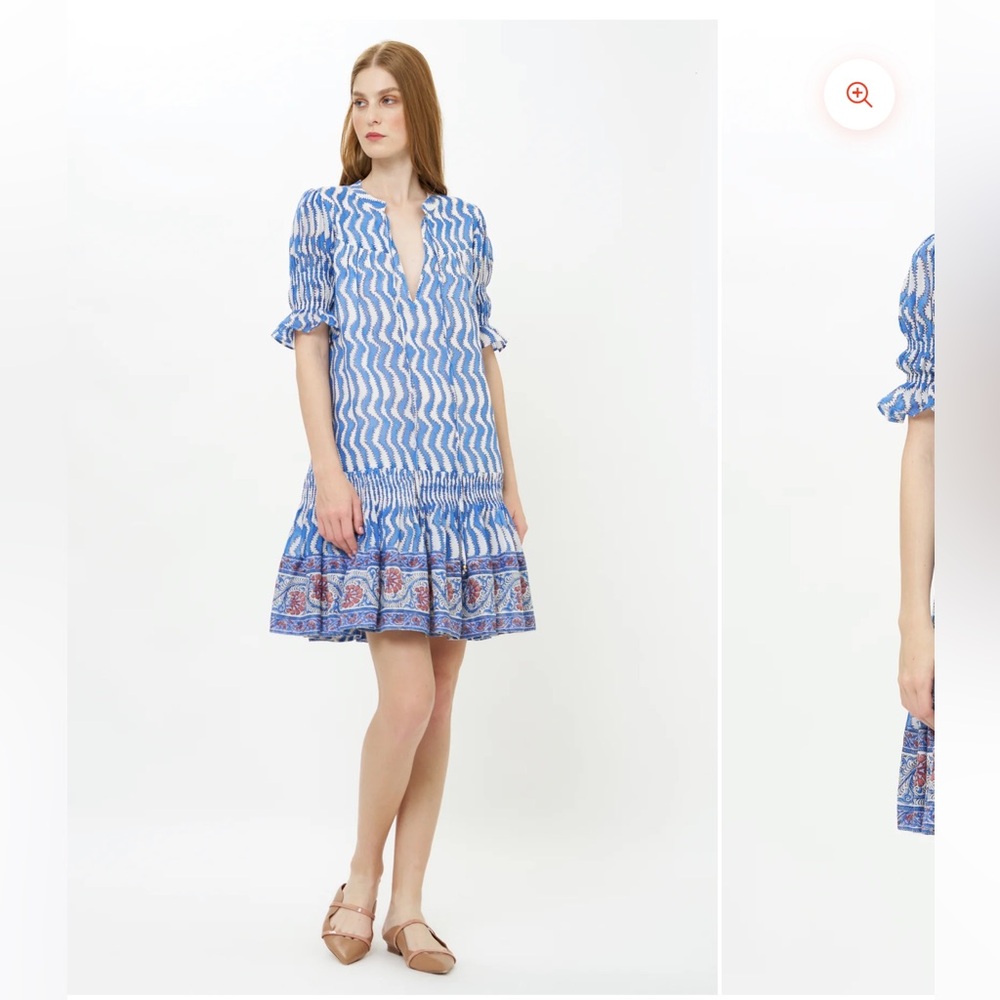 Oliphant Blue and White Patterned Mini Dress